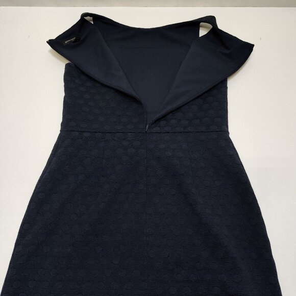 Banana Republic Jacquard Sheath Dress Size 4 Sleeveless Knee Length Lined Navy - Picture 7 of 14